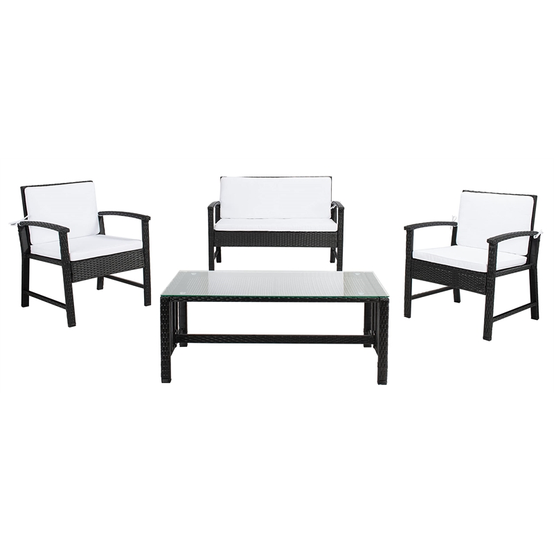 Safavieh Krissy Polyester Fabric/Foam Living Set in Black/White Cushion