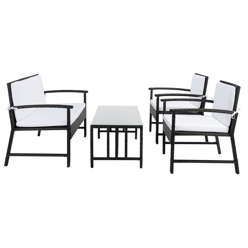 Safavieh Krissy Polyester Fabric/Foam Living Set in Black/White Cushion