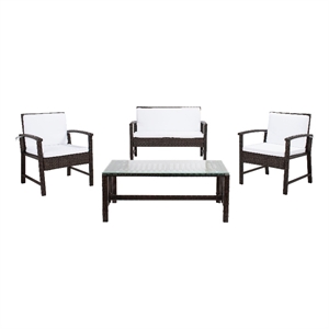 Safavieh Krissy Polyester Fabric/Foam Living Set in Brown/White Cushion