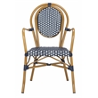 Safavieh Rosen Wicker / Rattan Outdoor Arm Chairs in Navy and White (Set of 2)