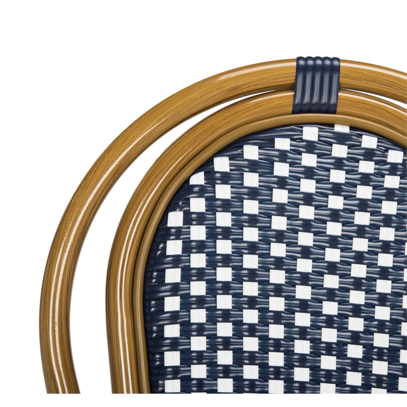 Safavieh Rosen Wicker / Rattan Outdoor Arm Chairs in Navy and White (Set of 2)