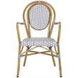 Safavieh Rosen Wicker / Rattan Outdoor Arm Chairs in Gray and White (Set of 2)