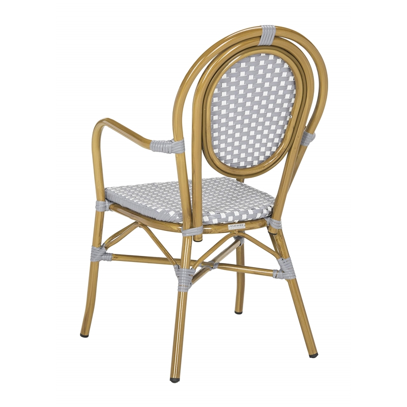 Safavieh Rosen Wicker / Rattan Outdoor Arm Chairs in Gray and White (Set of 2)