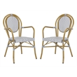 Safavieh Rosen Wicker / Rattan Outdoor Arm Chairs in Gray and White (Set of 2)