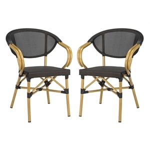 Safavieh Burke Wicker / Rattan Outdoor Arm Chairs in Black (Set of 2)