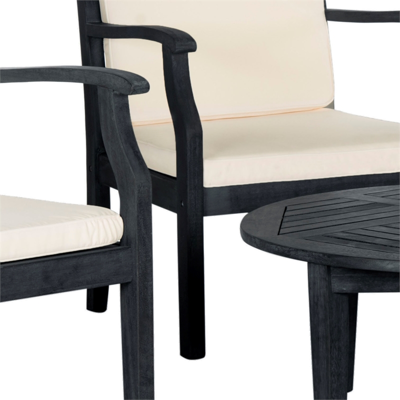 Safavieh Anaheim 5-Piece Acacia Wood/Polyester Coffee Set in Dark Gray/Beige