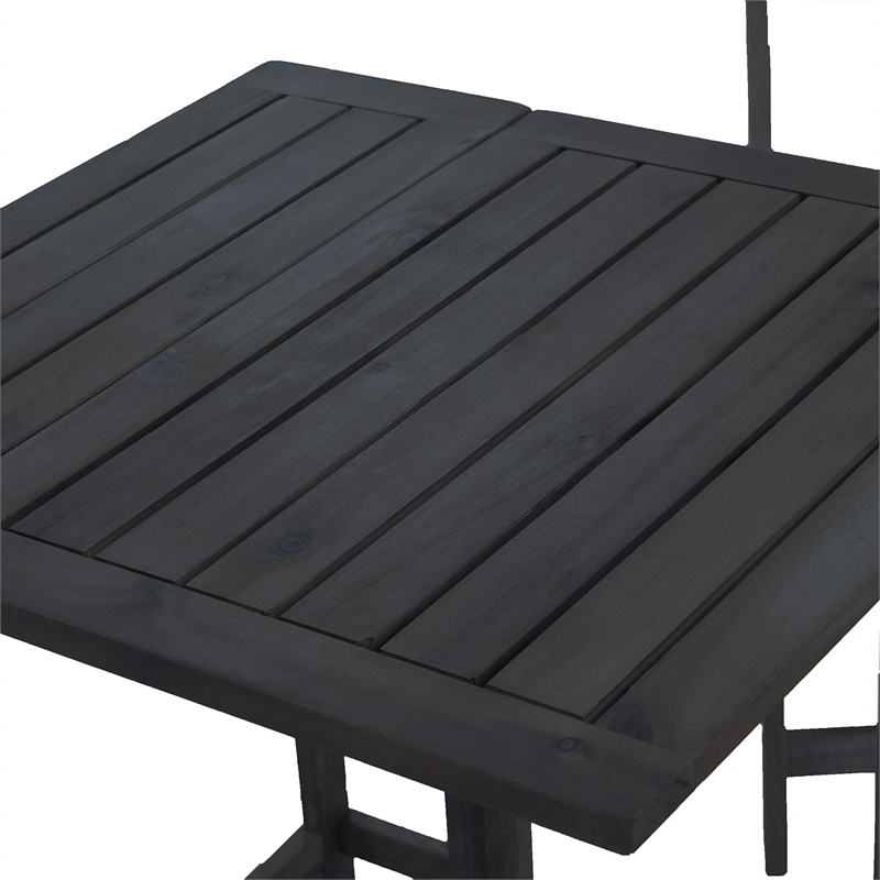 Safavieh Gallo 3-Piece Acacia Wood Outdoor Balcony Bistro Set in Dark Slate Gray