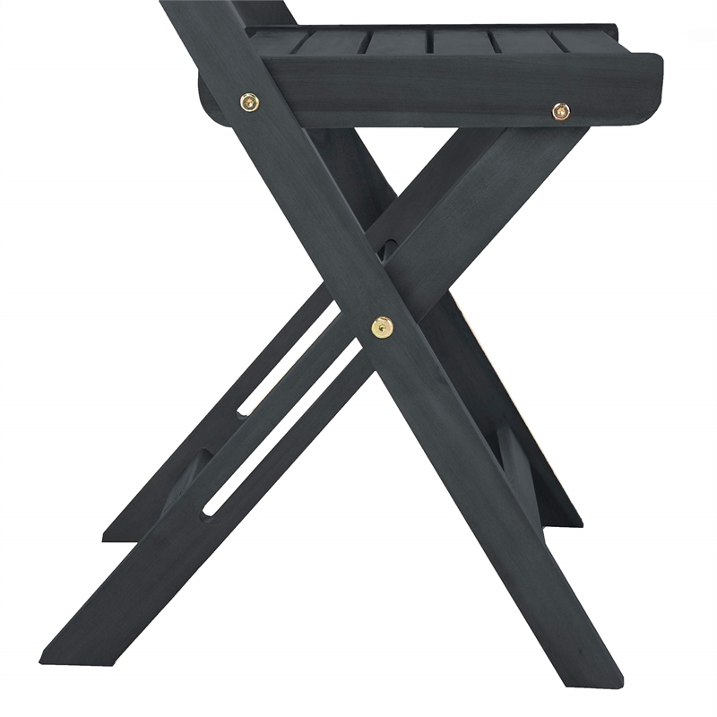 Safavieh Gallo 3-Piece Acacia Wood Outdoor Balcony Bistro Set in Dark Slate Gray