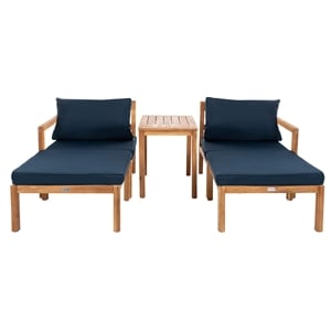 Safavieh Pratia 5-Piece Acacia Wood Frame Outdoor Set in Natural and Navy