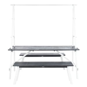 Safavieh Willamy 3-Piece Acacia Wood Outdoor Dining Set in Dark Slate Gray/White