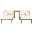 Safavieh Ronson 5-Piece Acacia Wood Frame Sectional Set in Natural and Beige