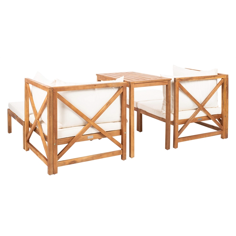 Safavieh Ronson 5-Piece Acacia Wood Frame Sectional Set in Natural and Beige