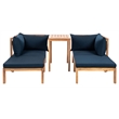 Safavieh Ronson 5-Piece Acacia Wood Frame Sectional Set in Natural and Navy