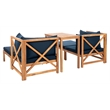 Safavieh Ronson 5-Piece Acacia Wood Frame Sectional Set in Natural and Navy