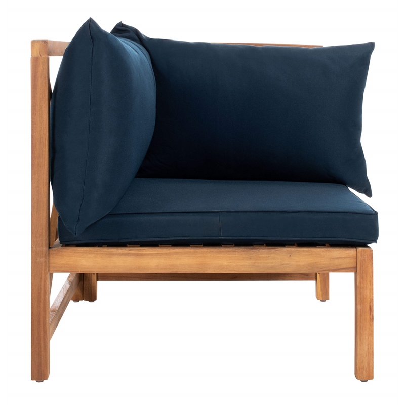 Safavieh Ronson 5-Piece Acacia Wood Frame Sectional Set in Natural and Navy