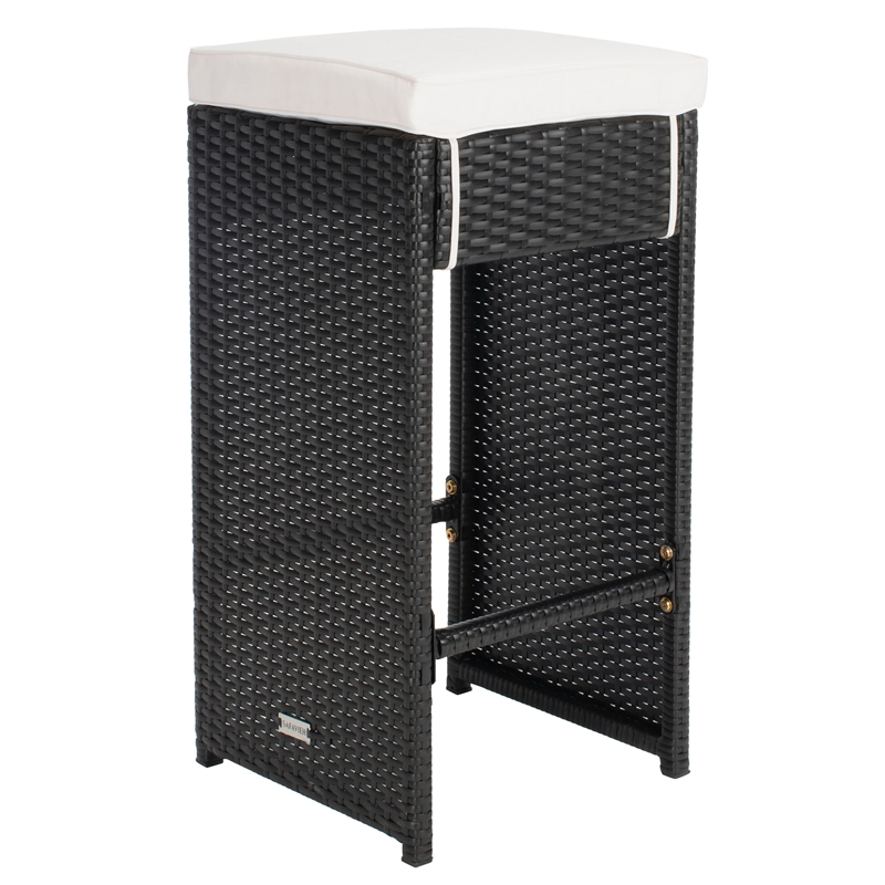 Safavieh Horus Wicker/Polyester/Steel Frame Outdoor Dining Set in Black/Beige