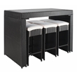 Safavieh Horus Wicker/Polyester/Steel Frame Outdoor Dining Set in Black/Beige
