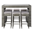 Safavieh Horus Wicker/Polyester/Steel Frame Outdoor Dining Set in Gray/Beige
