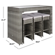 Safavieh Horus Wicker/Polyester/Steel Frame Outdoor Dining Set in Gray/Beige