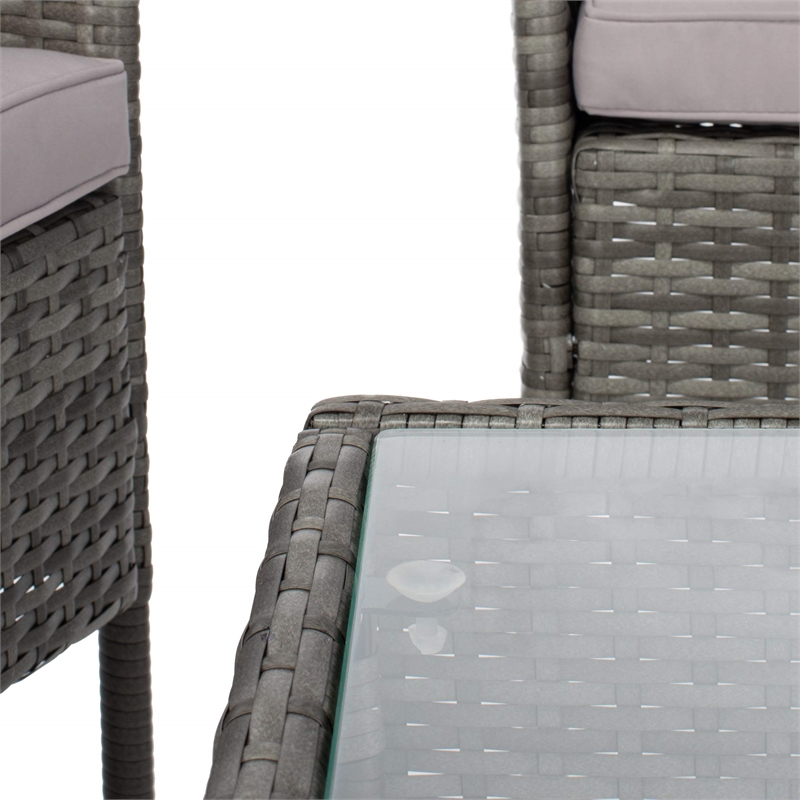 Safavieh Abdul 4-Piece Polyester Wicker/Steel Outdoor Living Set in Gray