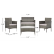 Safavieh Abdul 4-Piece Polyester Wicker/Steel Outdoor Living Set in Gray