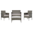 Safavieh Abdul 4-Piece Polyester Wicker/Steel Outdoor Living Set in Gray