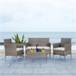 Safavieh Abdul 4-Piece Polyester Wicker/Steel Outdoor Living Set in Gray