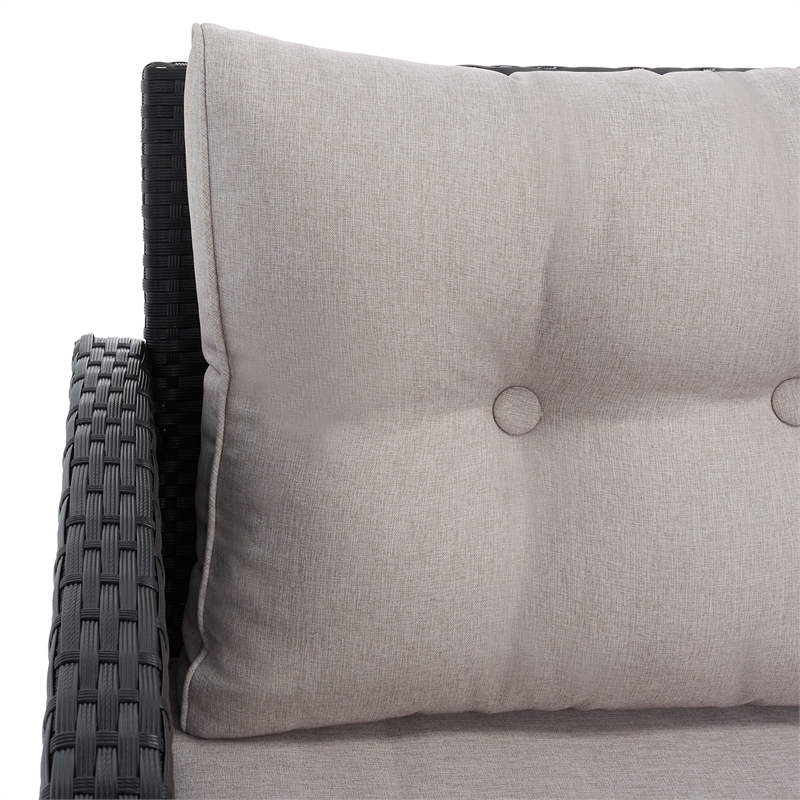 Safavieh Vellor 4-Piece Polyester Wicker/Steel Outdoor Living Set in Black/Beige