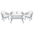 Safavieh Belmi 4-Piece Steel Metal Outdoor Living Set in Gray Rope/Beige