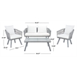 Safavieh Belmi 4-Piece Steel Metal Outdoor Living Set in Gray Rope/Beige