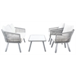 Safavieh Belmi 4-Piece Steel Metal Outdoor Living Set in Gray Rope/Beige
