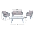 Safavieh Belmi 4-Piece Steel Metal Outdoor Living Set in Gray Rope