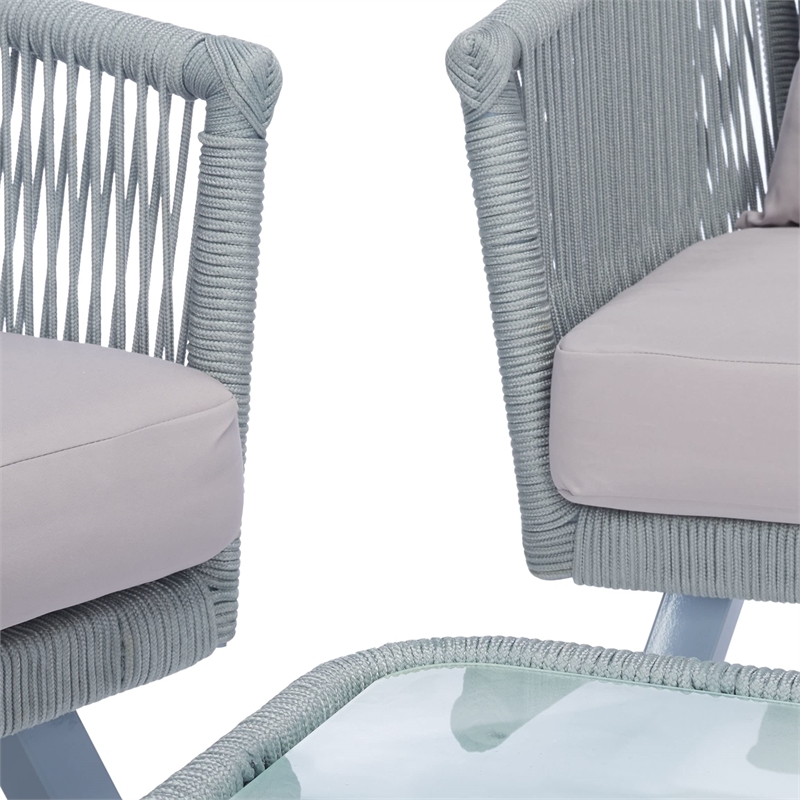 safavieh belmi 4-piece steel metal outdoor living set in gray rope