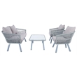 Safavieh Belmi 4-Piece Steel Metal Outdoor Living Set in Gray Rope