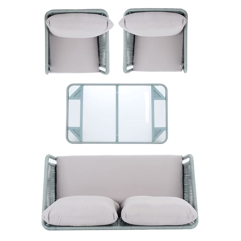 Safavieh Kerson 4-Piece Polyester Fabric/Steel Outdoor Living Set in Gray