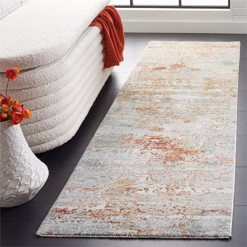 Safavieh Adrianna 4' X 6' Polyester Power Loomed Rug in Blue / Rust