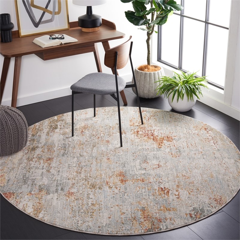 Safavieh Adrianna 4' X 6' Polyester Power Loomed Rug in Blue / Rust