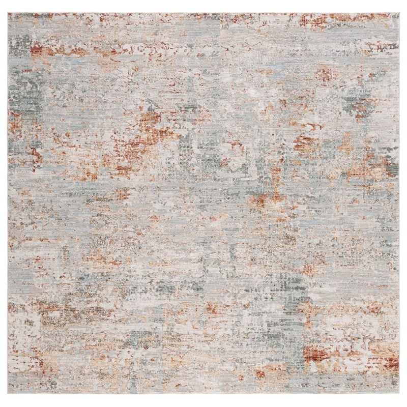 Safavieh Adrianna 4' X 6' Polyester Power Loomed Rug in Blue / Rust