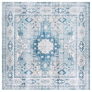 Safavieh Arizona 6'-0&quot X 6'-0&quot Square Polyester Power Loomed Rug In Beige/ Aqua