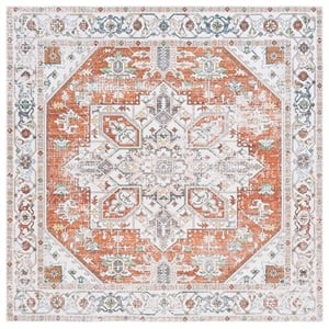 Safavieh Arizona 6'-0&quot X 6'-0&quot Square Polyester Power Loomed Rug In Ivory / Rust