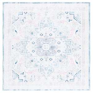 Safavieh Arizona 6'-0&quot X 6'-0&quot Square Polyester Power Loomed Rug In Ivory / Aqua