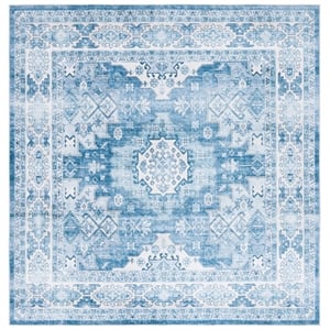Safavieh Arizona 6'-0&quot X 6'-0&quot Square Polyester Power Loomed Rug In Ivory/ Blue