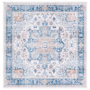 Safavieh Arizona 6'-0&quot X 6'-0&quot Square Polyester Power Loomed Rug In Blue / Beige