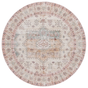 Safavieh Arizona 6'-0&quot X 6'-0&quot Round Polyester Power Loomed Rug In Olive / Red