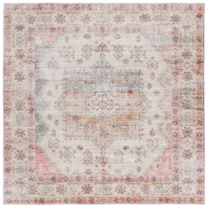 Safavieh Arizona 6'-0&quot X 6'-0&quot Square Polyester Power Loomed Rug In Olive / Red