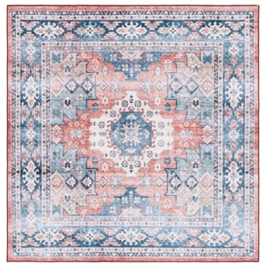 Safavieh Arizona 6'-0&quot X 6'-0&quot Square Polyester Power Loomed Rug In Blue / Rust