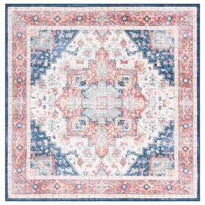 Safavieh Arizona 6'-0&quot X 6'-0&quot Square Polyester Power Loomed Rug In Rust / Navy