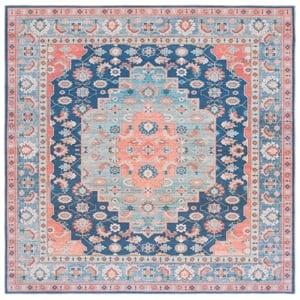 Safavieh Arizona 6'-0&quot X 6'-0&quot Square Polyester Power Loomed Rug In Blue / Rust