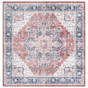 Safavieh Arizona 6'-0&quot X 6'-0&quot Square Polyester Power Loomed Rug In Rust / Navy