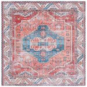 Safavieh Arizona 6'-0&quot X 6'-0&quot Square Polyester Power Loomed Rug In Red / Blue